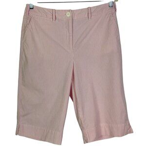 Talbots Pedal Pusher Pants/Shorts, Pink Striped, size 12, Pockets, 97% cotton